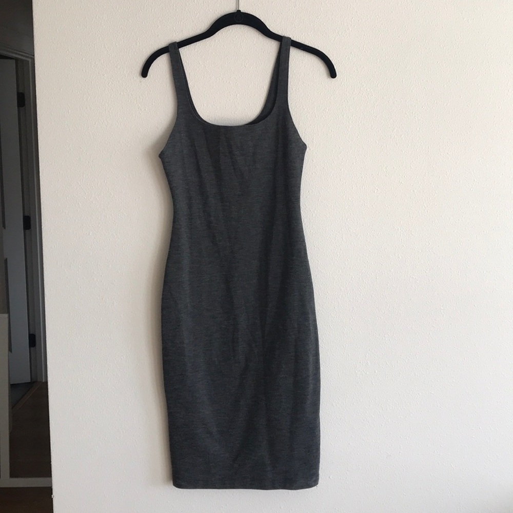 Gray Bodycon Midi Dress with back slit